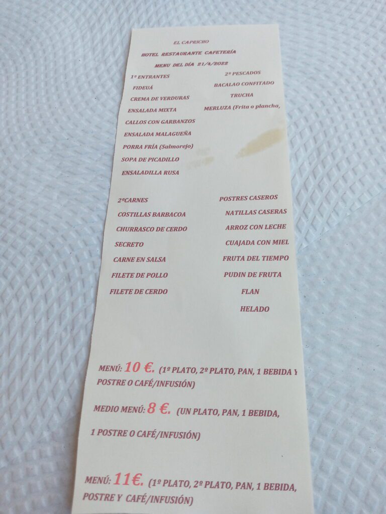 Menu del Dia