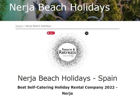 Best Self-Catering Holiday Company in Nerja 2022 Award gors to Nerja Beach Holidays