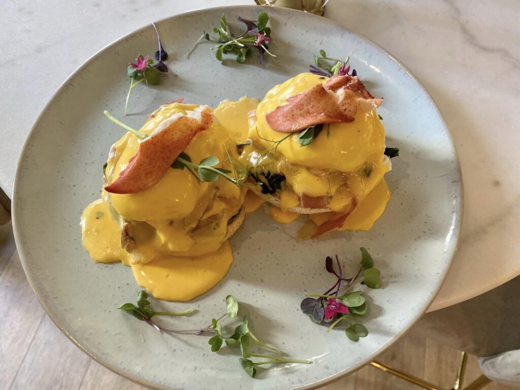 Dessert in the V&A Brunch & Lobster Bar in Nerja Costa del Sol, Spain. Eggs breakfast.